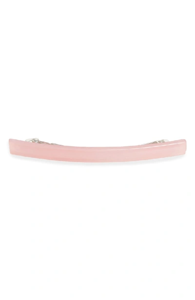 France Luxe Long Grooved Skinny Barrette In Light Pink