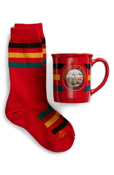 Pendleton Rainier National Park Mug & Socks Gift Set In Red