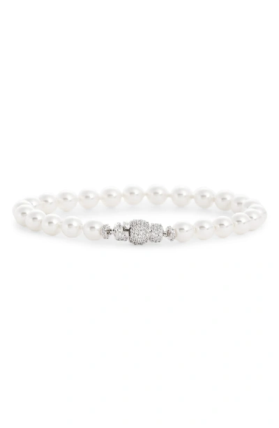 Nadri Pearl & Pave Bracelet In Silver