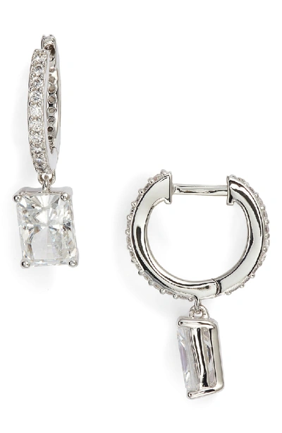 Nadri Baguette Cut Crystal Drop Earrings In Silver
