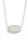 Kendra Scott Elisa Filigree Pendant Necklace In Iridescent Drusy/ Silver