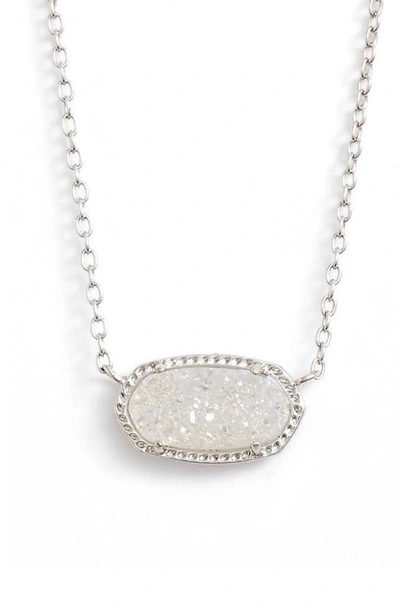 Kendra Scott Elisa Filigree Pendant Necklace In Iridescent Drusy/ Silver