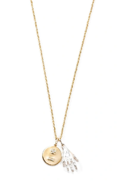 Loren Stewart Love You More Two-tone Diamond Charm Necklace In Gold