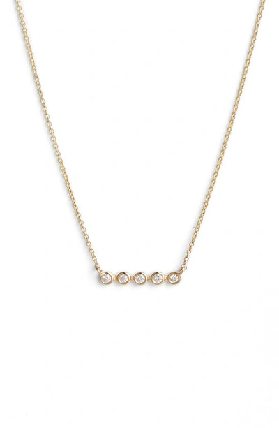 Dana Rebecca Designs Lulu Jack Bezel Diamond Bar Necklace In Yellow Gold/ Dia