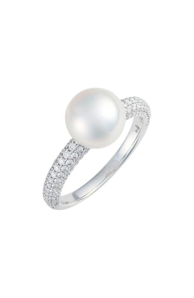 Mikimoto Pearl & Diamond Ring In White Gold/ Pearl