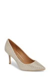 Calvin Klein 'gayle' Pointy Toe Pump In Natural/ Silver Fabric