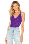 Hanky Panky Signature Lace Thong Bodysuit In Electric Purple