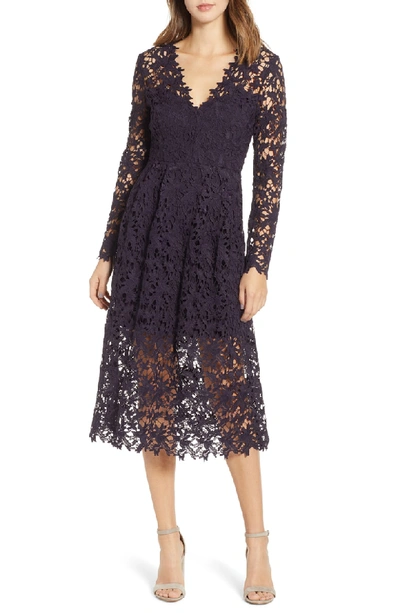Astr Lace Midi Dress In Eggplant ModeSens