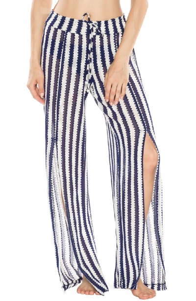 Isabella Rose Ships Ahoy Cover-up Pants In Navy/ White