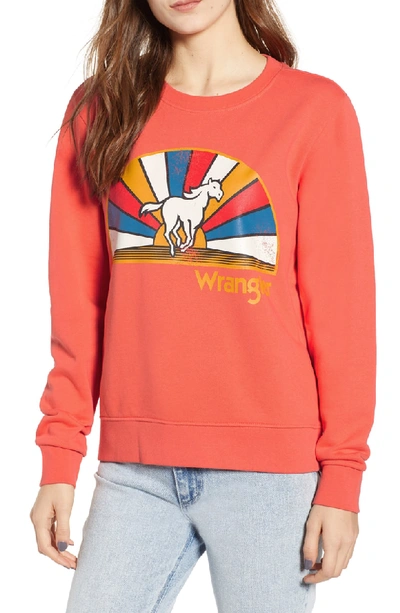 Wrangler Horse Graphic Sweatshirt In Glow Orange