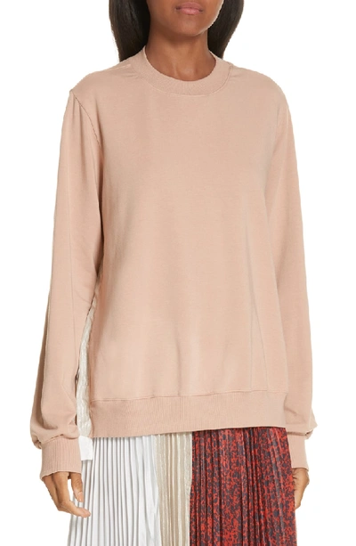 Clu Mix Media Pleat Panel Sweatshirt In Beige