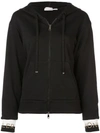 Moncler Zip-up Cotton Blend Sweatshirt Hoodie In Black