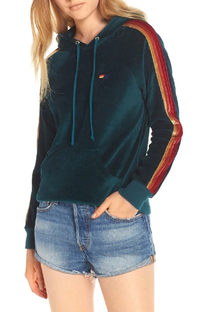 Aviator Nation Classic Velour Hoodie In Teal