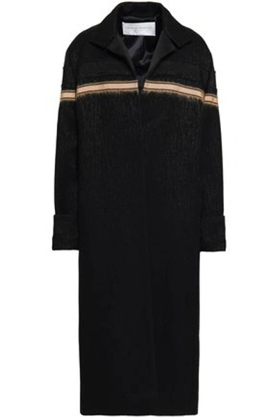 Amanda Wakeley Jacquard Wool-blend Coat In Black