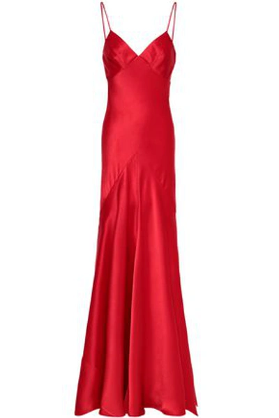 Amanda Wakeley Fluted Satin Gown In Red