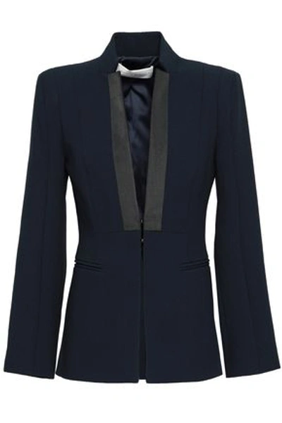 Amanda Wakeley Woman Grosgrain-trimmed Crepe Blazer Navy