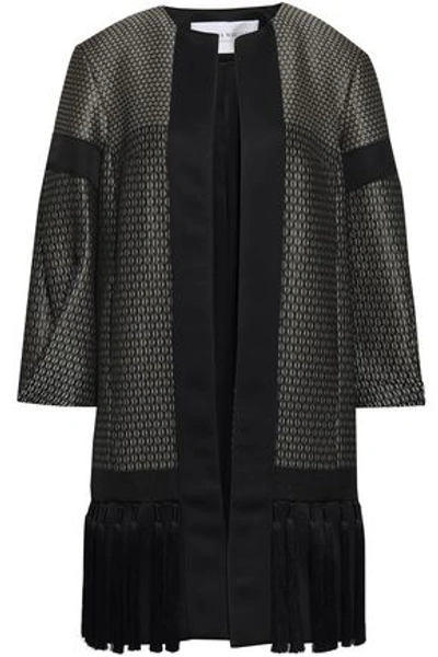 Amanda Wakeley Tasseled Satin-trimmed Jacquard Jacket In Black