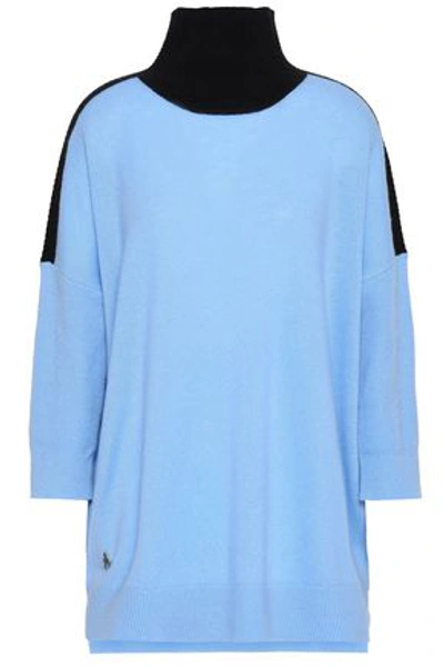 Amanda Wakeley Woman Cashmere And Wool-blend Turtleneck Sweater Sky Blue
