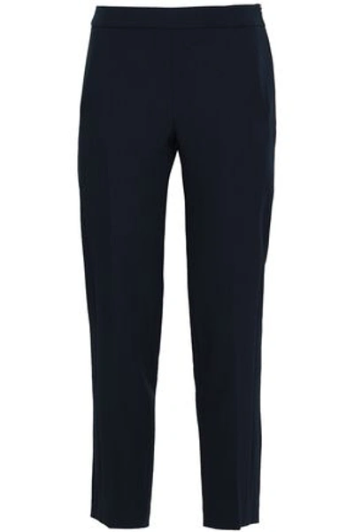 Amanda Wakeley Stretch-crepe Tapered Pants In Midnight Blue