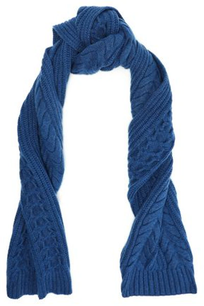 N•peal Woman Cable-knit Cashmere Scarf Royal Blue