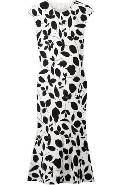 Narciso Rodriguez Woman Fluted Printed Silk-blend Dress White