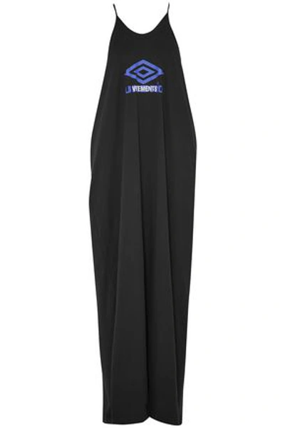 Vetements Woman + Umbro Printed Cotton-jersey Maxi Dress Black
