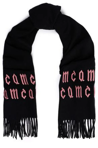 Mcq By Alexander Mcqueen Mcq Alexander Mcqueen Woman Embroidered Wool Scarf Black