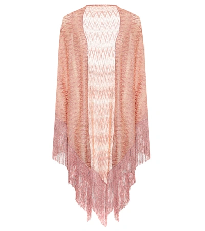 Missoni Fringed Metallic Cape In Pink