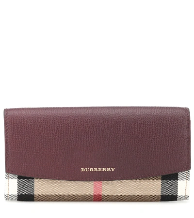 Burberry House Check And Leather Wallet In Red