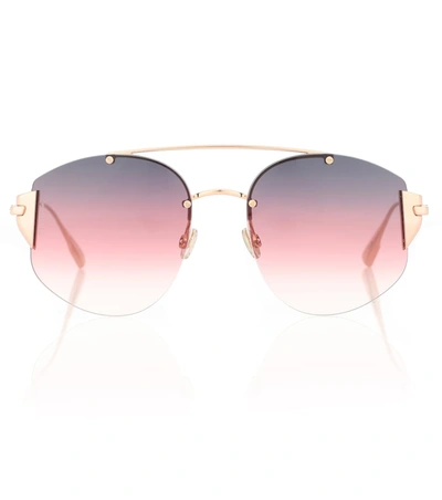 Dior Stronger 58mm Rounded Aviator Sunglasses - Gold Copper In Grey-black