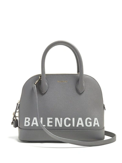 Balenciaga Ville S Leather Tote In Grey
