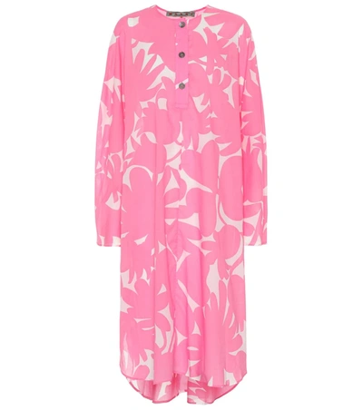 Marni Printed Cotton Midi Dress In Pink