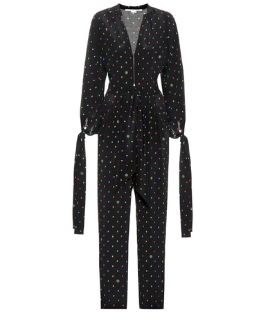 Stella Mccartney Spot-print Silk-crepe Jumpsuit In Black