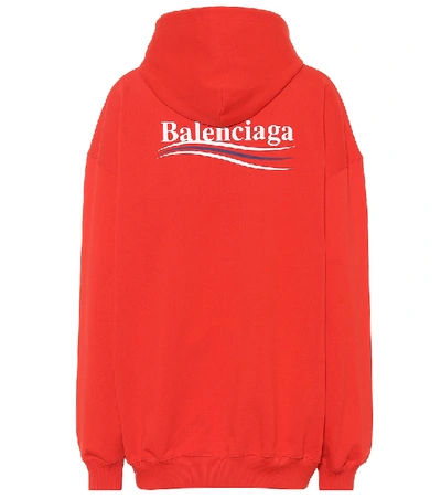Balenciaga Printed Cotton Hoodie In Red
