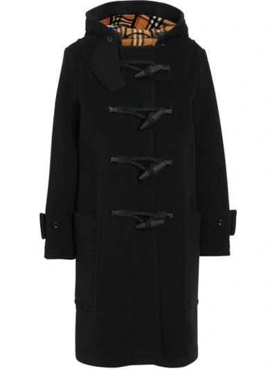 Burberry Hooded Wool-blend Duffle Coat In Black
