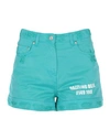 Msgm Denim Shorts In Turquoise
