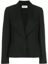 Partow Notched Lapel One Button Blazer In Black