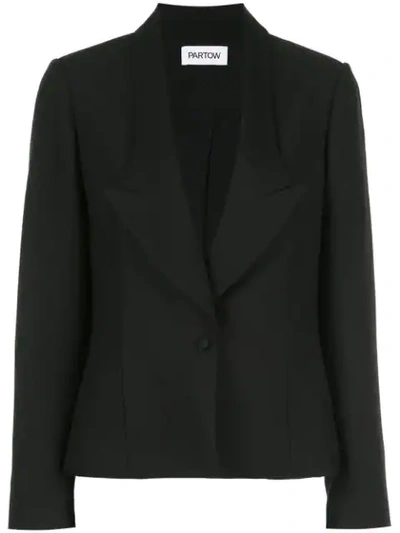 Partow Notched Lapel One Button Blazer In Black