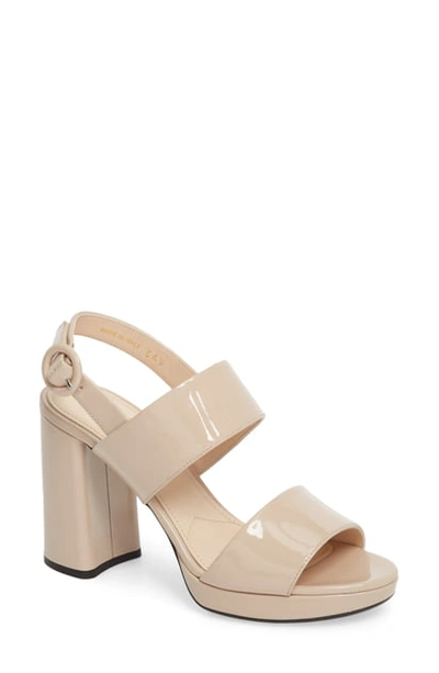Prada Patent Platform Two-band Sandals In Nude Patent