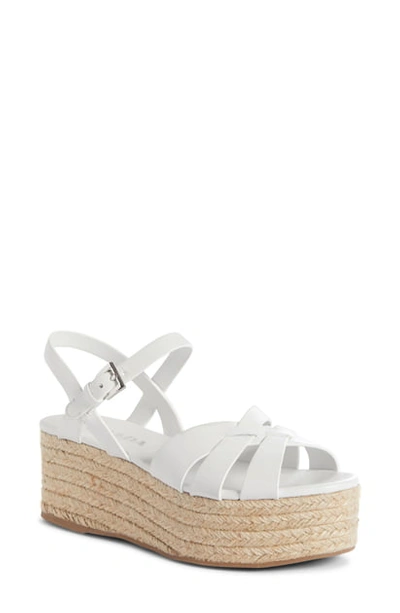 Prada Leather Platform Espadrille Sandals In White