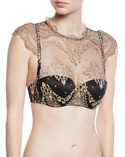 Id Sarrieri Le Desir Molded Balconette Tank Bra In Black Metallic