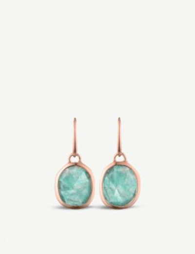 Monica Vinader Womens Blue Siren 18 Rose-gold Vermeil And Amazonite Wire Earrings In Rose Gold Vermeil