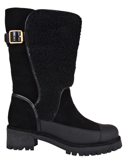 Tory Burch Sloan Shearling Boots In Perfect Black