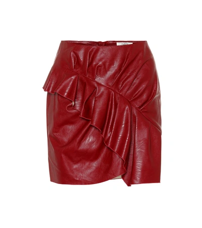 Isabel Marant Étoile Zeist Ruffled Faux Textured-leather Mini Skirt In Red