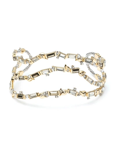 Alexis Bittar Crystal Baguette Sculptural Cuff Bracelet In Gold
