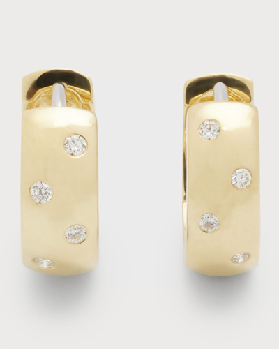 Roberto Coin 18k Yellow Gold Tiny Treasures Diamond Huggie Hoop Earrings