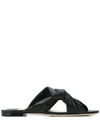 Jimmy Choo Lela Flat Napa Leather Slide Sandals In Black