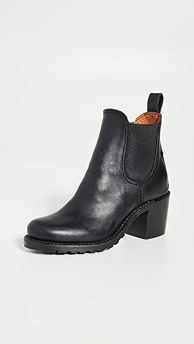 Frye Sabrina Leather Chelsea Boots In Burgundy Leather