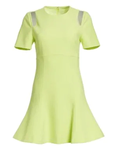 Cinq À Sept Alyssa Crewneck Short-sleeve Cutout Dress In Lemongrass