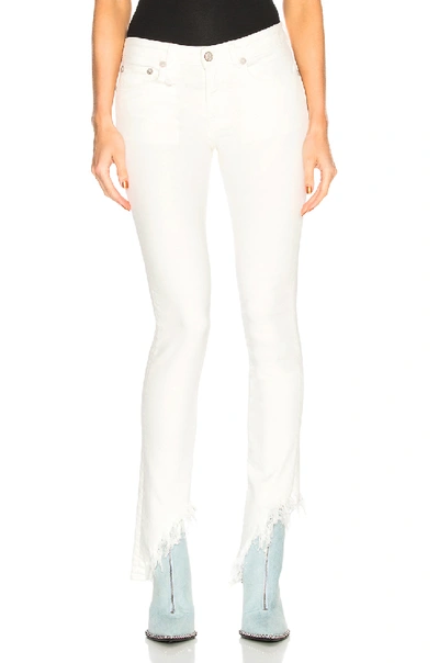 R13 Kate Skinny Angled Hems Jeans In Garret White